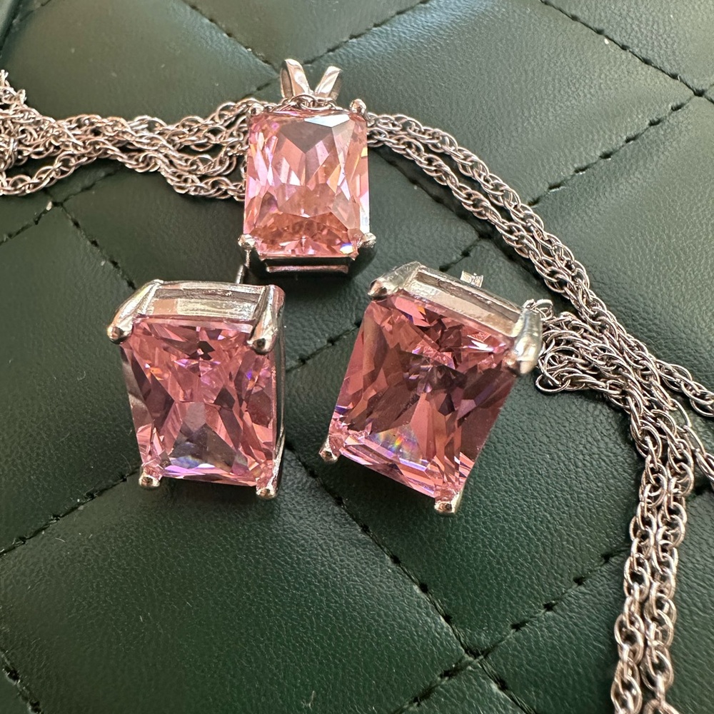 Vintage Pink Gemstone Jewelry Set